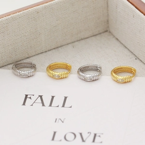 Detail of s925 silver hoop earrings with marquise zircon on Fall In Love display card