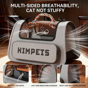 Breathable large capacity foldable cat carrier with mesh ventilation for travel