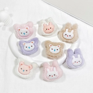 Cute Plush Animal Brooch Pins Cartoon Bear Rabbit Soft Stuffed Head Decoration For Bags Clothing DIY Accessories Kids
