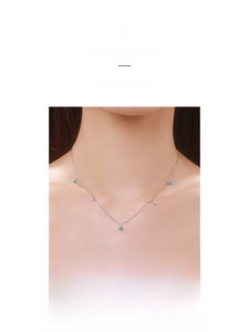 Detail of S925 sterling silver chain featuring turquoise beads and zircon accents