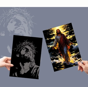 DIY scratch art paper featuring Jesus Christ walking on water for adult stress relief
