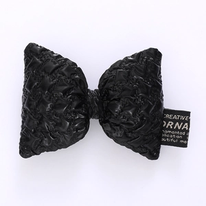 3D padded black leather bow with bubble texture for DIY clothing and hat accessories