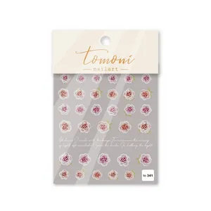 Adesivi per unghie con fiori ad acquerello e motivi di rose flessibili in rosso e viola
