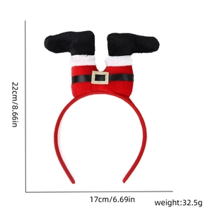 Detailed size map of plush Santa legs headband with 22cm height and 17cm width specs