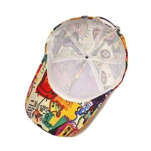 Graffiti printed baseball cap with urban streetwear style and adjustable strap