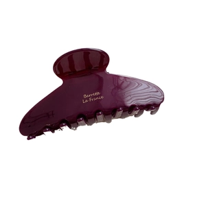 Classic burgundy acetate shark hair claw clip with elegant gold logo for women