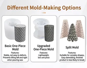 Three DIY silicone molds showing beaded, diamond texture and Christmas tree designs