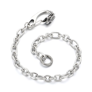 Heavy metal hip hop pants chain with dragon head clasp and O-shaped titanium steel link