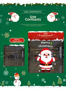 Detailed comparison of Santa Claus static window stickers for Christmas shop glass decoration