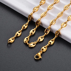 Stainless Steel Coffee Bean Link Chain Necklace Hip Hop Pig Nose Mariner Style Jewelry For Men Women
