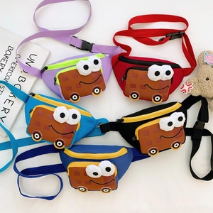 Kids Waist Bag Cartoon Car Crossbody Chest Bag Nylon Adjustable Strap Outdoor Sports For Boys Girls Toddler Cute