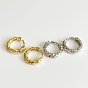 925 Sterling Silver Hoop Earrings Irregular Hammered Texture Geometric Minimalist Jewelry Women