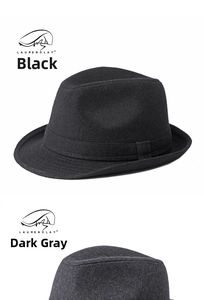 Classic wool felt fedora hats for men in black and dark grey with decorative bands