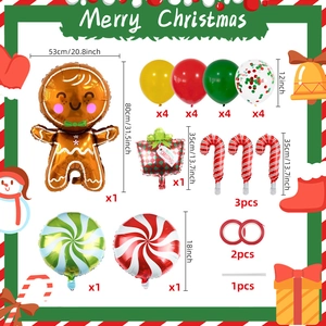 Kit de ballons de Noël avec bonhomme de pain d'épices et sucre d'orge pour décoration