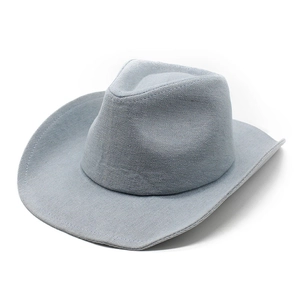 Chapeau De Cowboy Western À Large Bord En Tissu Denim Protection Solaire Style Rétro Pour Hommes Femmes