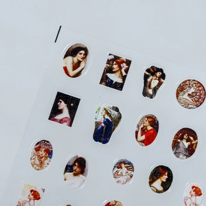 Stickers à ongles de peinture à l'huile avec portraits féminins style Renaissance