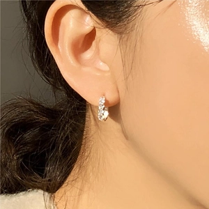 Minimalist 925 sterling silver hoop earrings with white zircon for women's jewelry