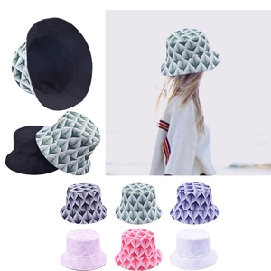 Washed Cotton Reversible Bucket Hat Leaf Print Wide Brim Sun Protection Outdoor Beach Vacation Casual Sun Hat Unisex
