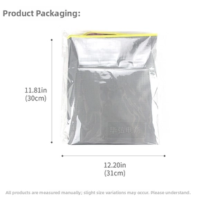 Waterproof jazz drum music mat packaging showing dimensions of 30x31cm with yellow zipper