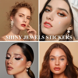DIY rhinestone face stickers set featuring diverse shapes and colorful butterfly gems