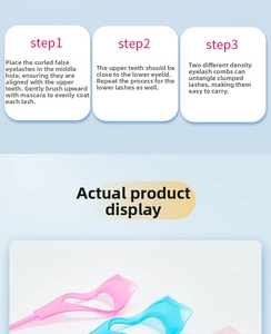 Three-step eyelash separator tool set in pink and blue for easy mascara application