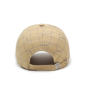 Khaki embroidered lattice baseball cap with NY pattern and metal adjustable back buckle