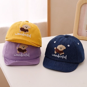 Casquettes de baseball enfant avec broderie chiot 3D et texte Wonderful en coton doux