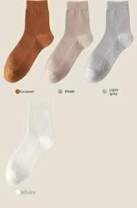 Breathable mesh cotton socks in caramel, khaki, light grey, and white earth tones