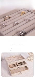 Three-layer clear acrylic jewelry box with velvet lining and ring storage drawers