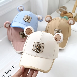 Kids Baseball Cap Cotton Breathable Outdoor Sun Hat Cute Bear Ears Toddlers Boys Girls