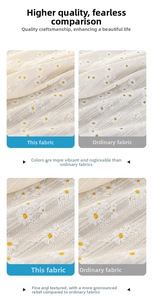 Detailed macro comparison showing 3D daisy embroidery texture and premium lace fabric