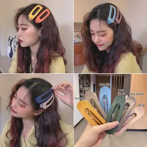 Large Matte Hair Clip Duckbill Side Hairpin Korean Minimalist Hollow Oval Hair Accessories For Women Morandi Colors