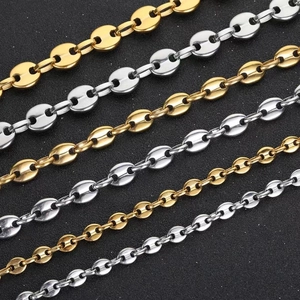 Polierte Edelstahl Coffee Bean Halsketten in Gold und Silber in verschiedenen Größen