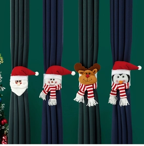 Set de 4 alzapaños de cortina navideños con Papá Noel, muñeco de nieve, alce y pingüino