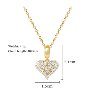Detaillierte Maße der goldenen Herzkette mit 2,1 cm Höhe und einem Gewicht von 4,1 g
