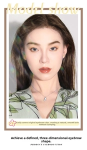Close-up of natural waterproof eyebrow mascara effect with fine hair strokes on model