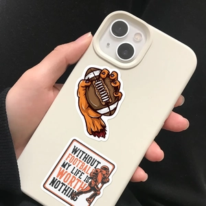 Zombie rugby sticker and motivational football quote on a white mobile phone case