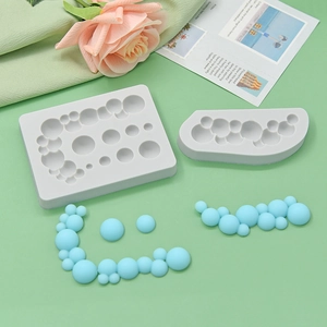 Silicone Bubble Artificial Pearl Shape Mold For Cake Fondant Baking DIY Clay Soap Decorative Gray Tools