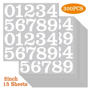 Lot de 300 autocollants chiffres en vinyle étanche de 2 pouces, chiffres blancs sur gris