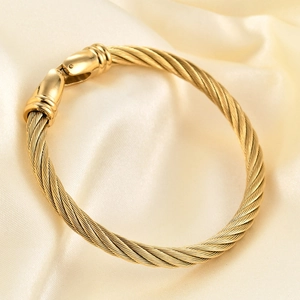 Minimalist Stainless Steel Cable Twist Bangle For Men Women Unisex Twisted Wire Bracelet Modern Fashion Commute Jewelry Accessories