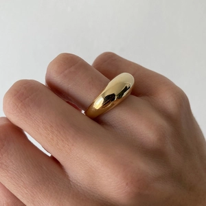 Minimalist chunky golden dome ring in high-polished stainless steel for women