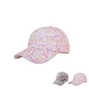 Berretto Da Baseball Con Stampa Floreale Poliestere Tesa Larga Protezione Solare Regolabile Per Bambini Ragazze Estate Moda