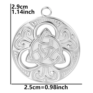 Silver stainless steel Celtic witch knot pendant dimensions 2.9cm height and 2.5cm width