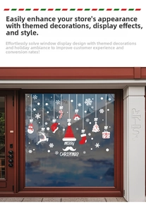 Détails d'autocollants de Noël festifs avec rennes et icônes pour les vitrines