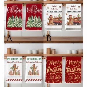 Christmas Microfiber Kitchen Towels Super Soft Absorbent Dish Cloths Holiday Decor Santa Snowman Tree Pattern Festive