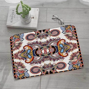 Absorbent Non Slip Floor Mat Bohemian Paisley Mandala Print Flannel Area Rug For Bathroom Living Room Kitchen Entryway