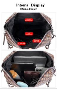 Detail view of large-capacity interior with zip pocket and compartments for tablets