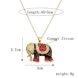 Detail view of elephant pendant with zircon micro-pave and dimensions: 2.7cm x 3cm