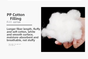 Detail showing premium white PP cotton filling with soft, breathable fiber texture
