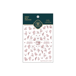 Deep red floral and butterfly adhesive nail stickers MN-190 with Pro TENSOR design